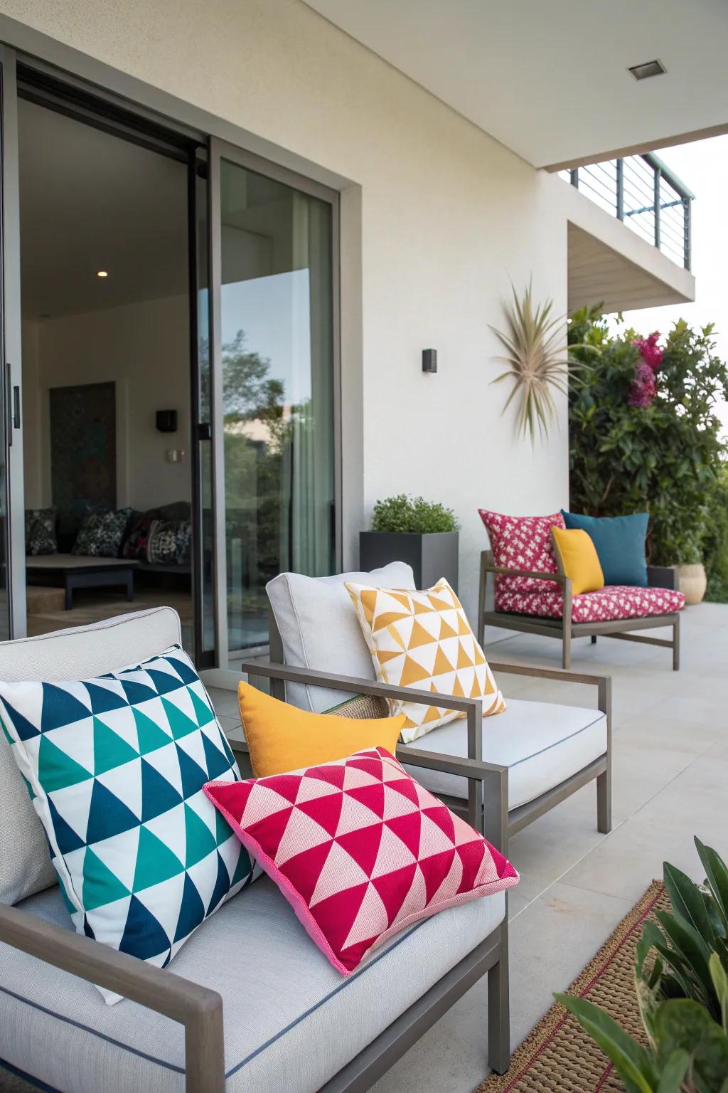 Geometric patterns provide a sleek and modern aesthetic.