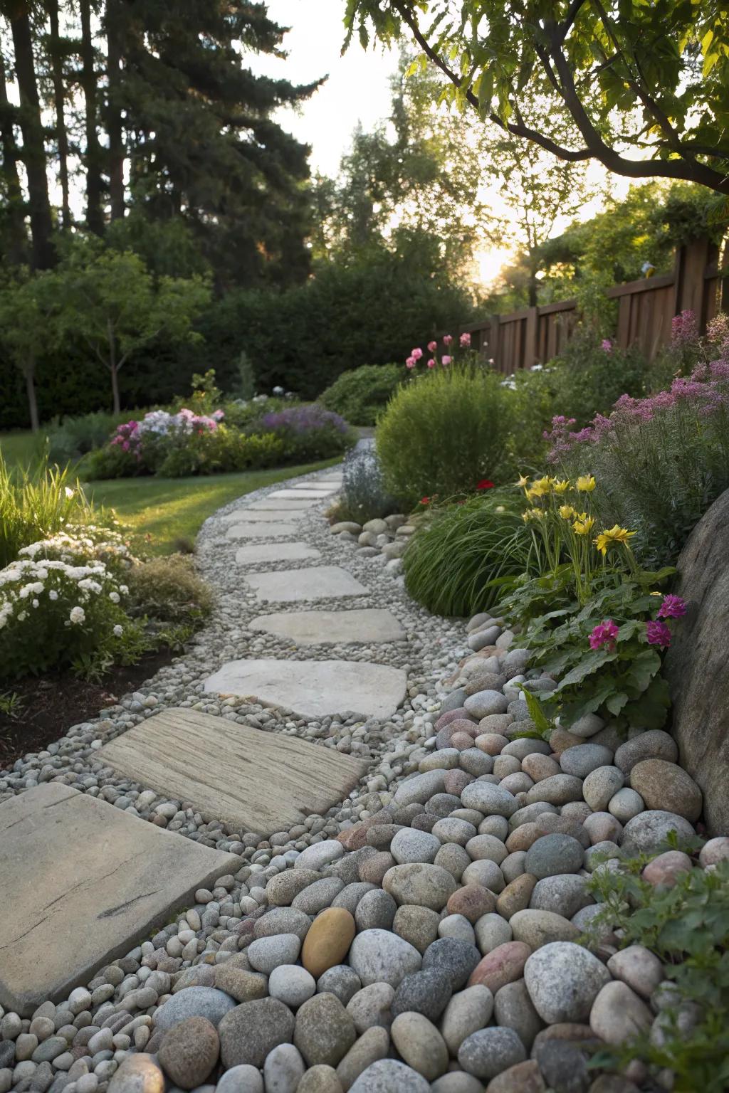 Pebbles and stones: A playful yet sophisticated ground cover.