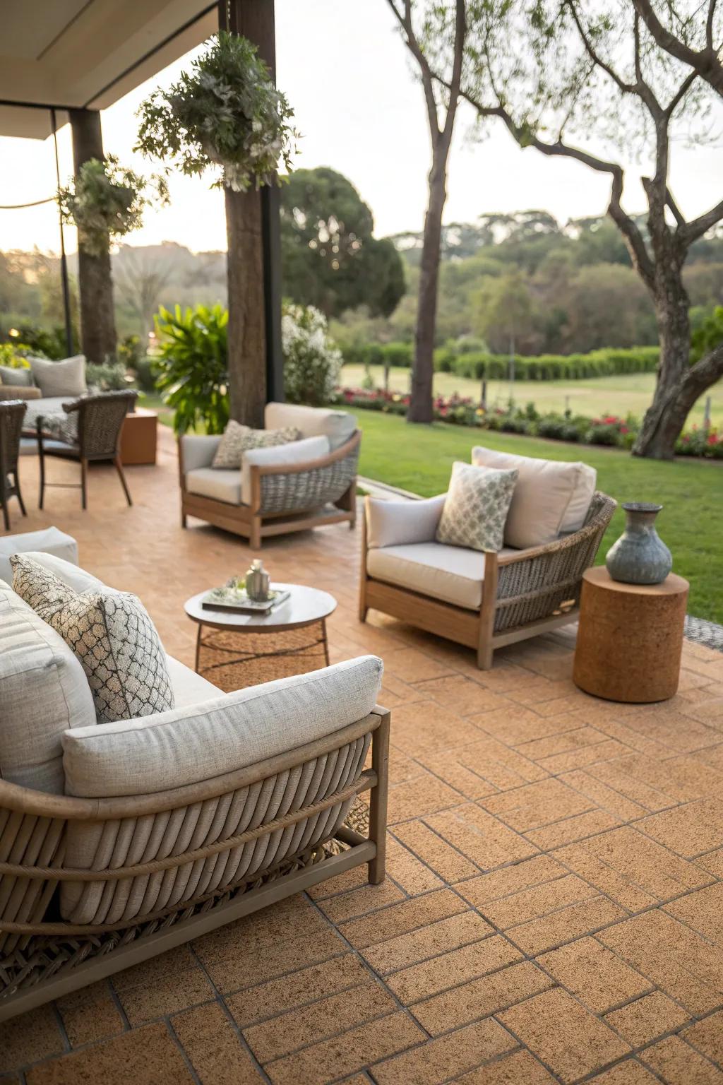 Cork tiles: Soft and sustainable for your outdoor retreat.