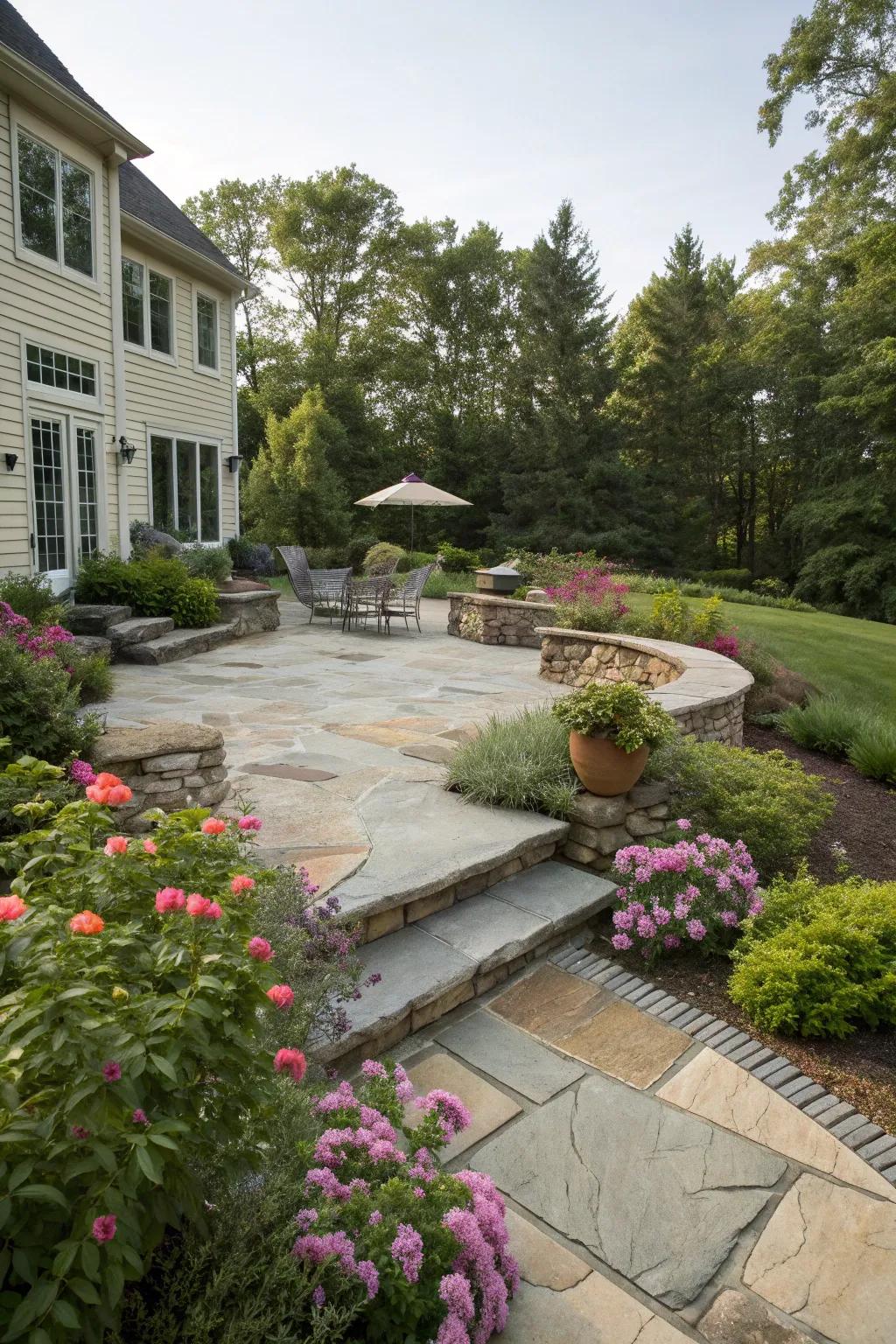A stone patio creates timeless elegance in your outdoor space.
