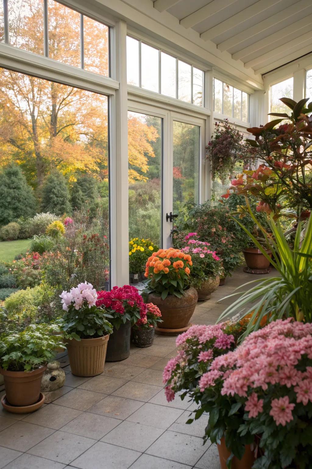 A garden room that celebrates the beauty of seasonal changes.