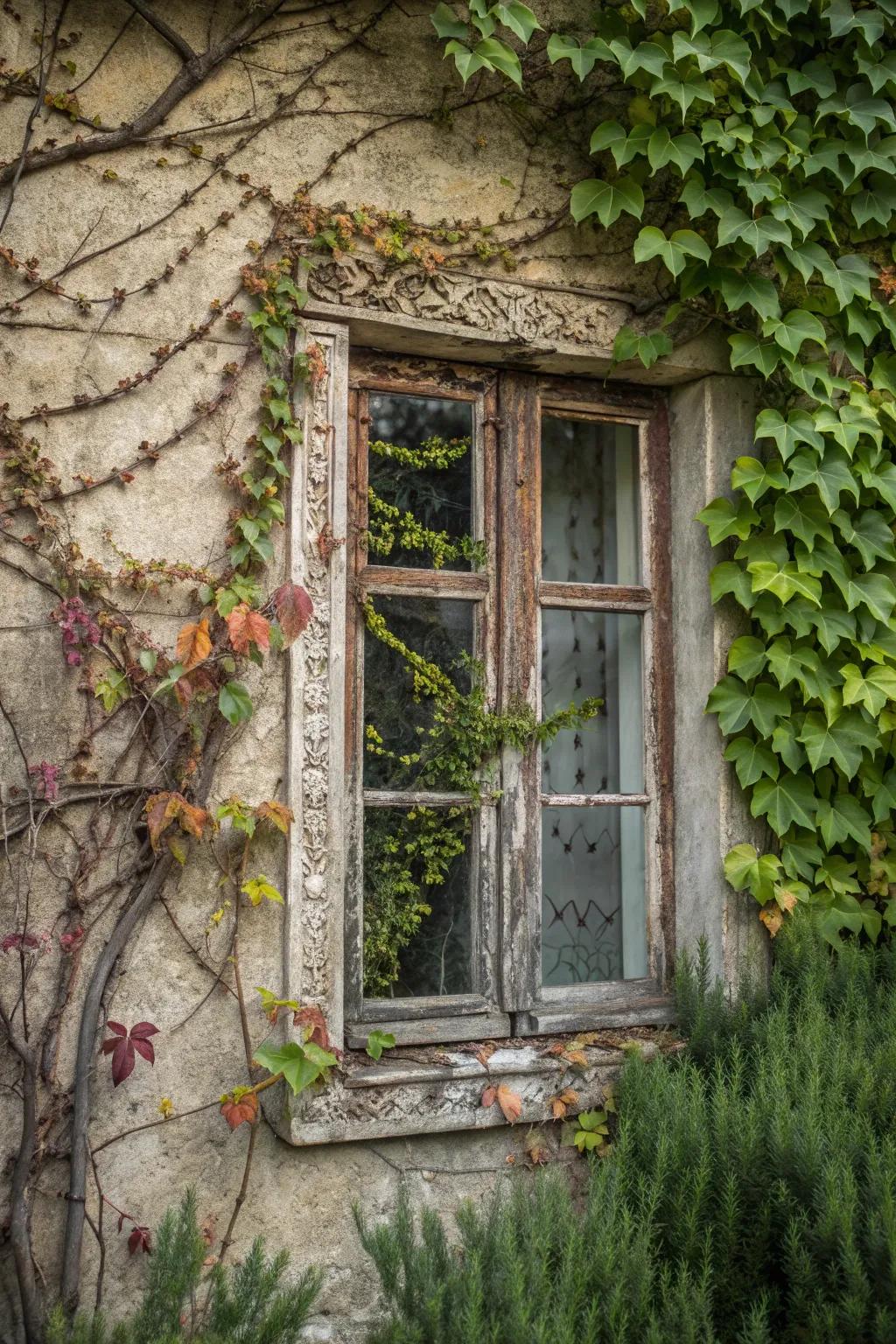 Antique window frames bring nostalgia to your garden.