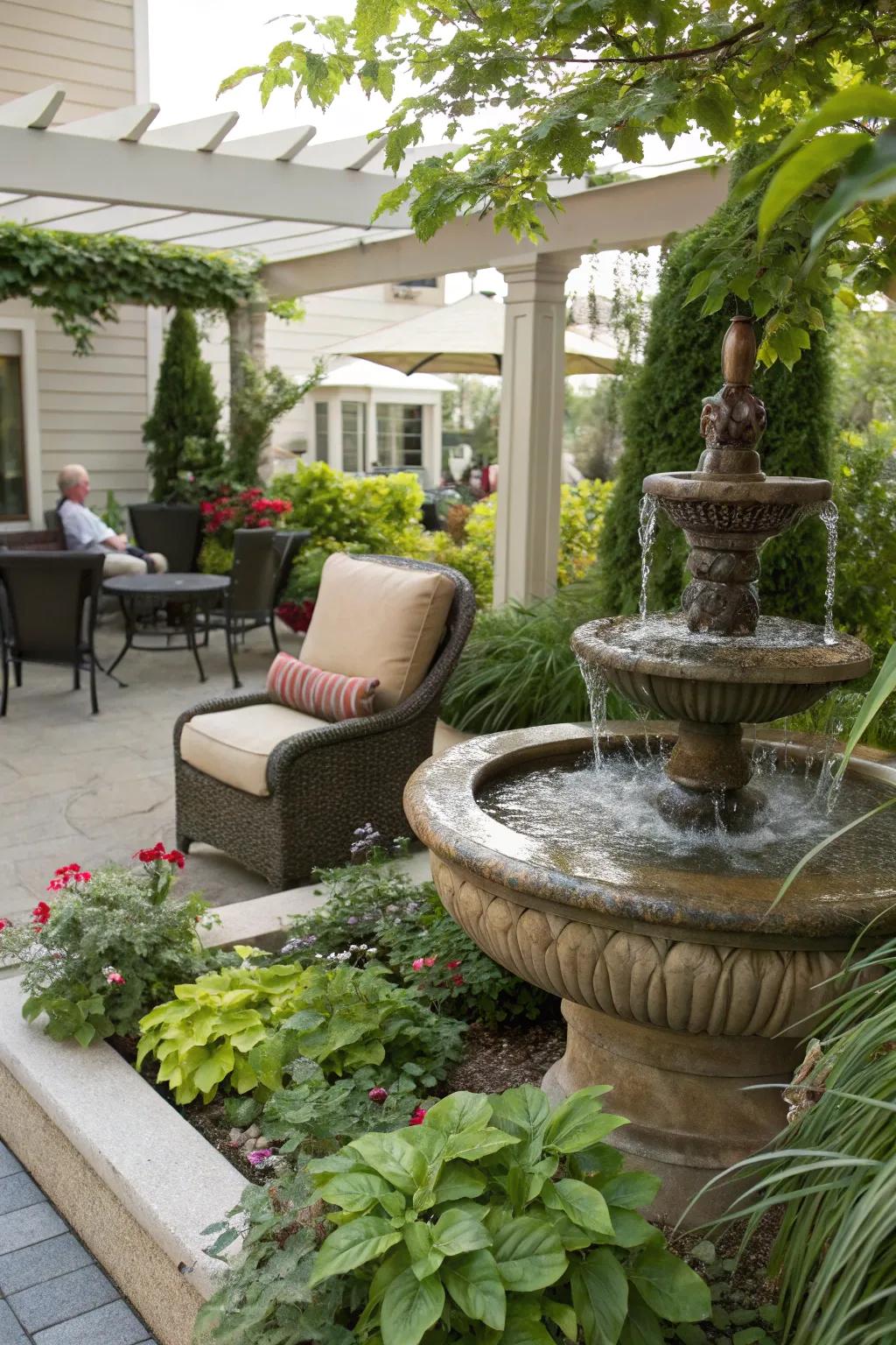 Water features bring tranquility and charm.
