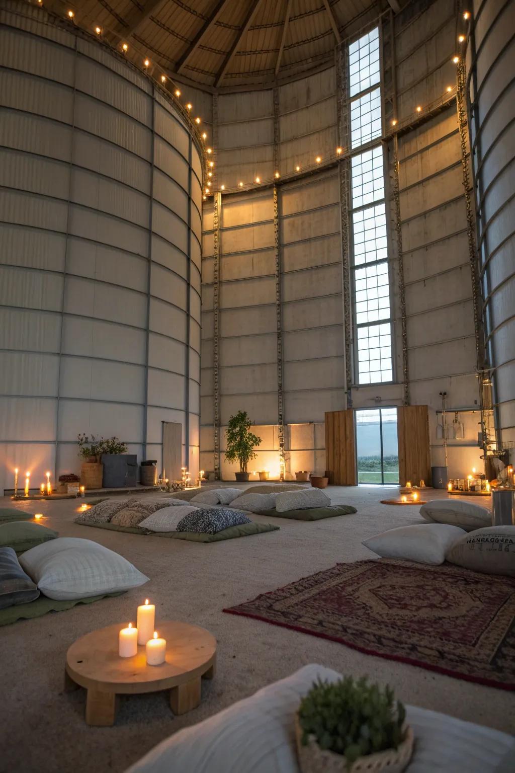 A silo meditation space is a sanctuary for the soul.