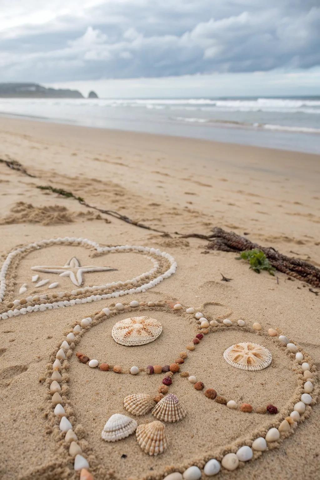 Handmade shell decor adds a personal, creative touch.