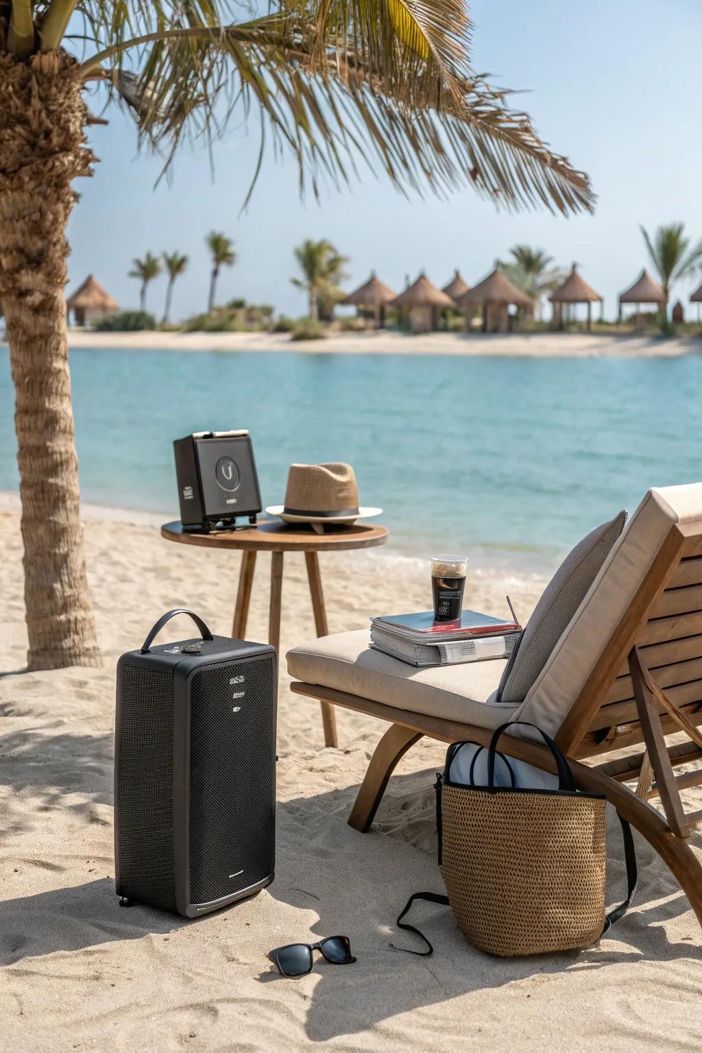 A portable speaker adds a personal soundtrack to your beach day.