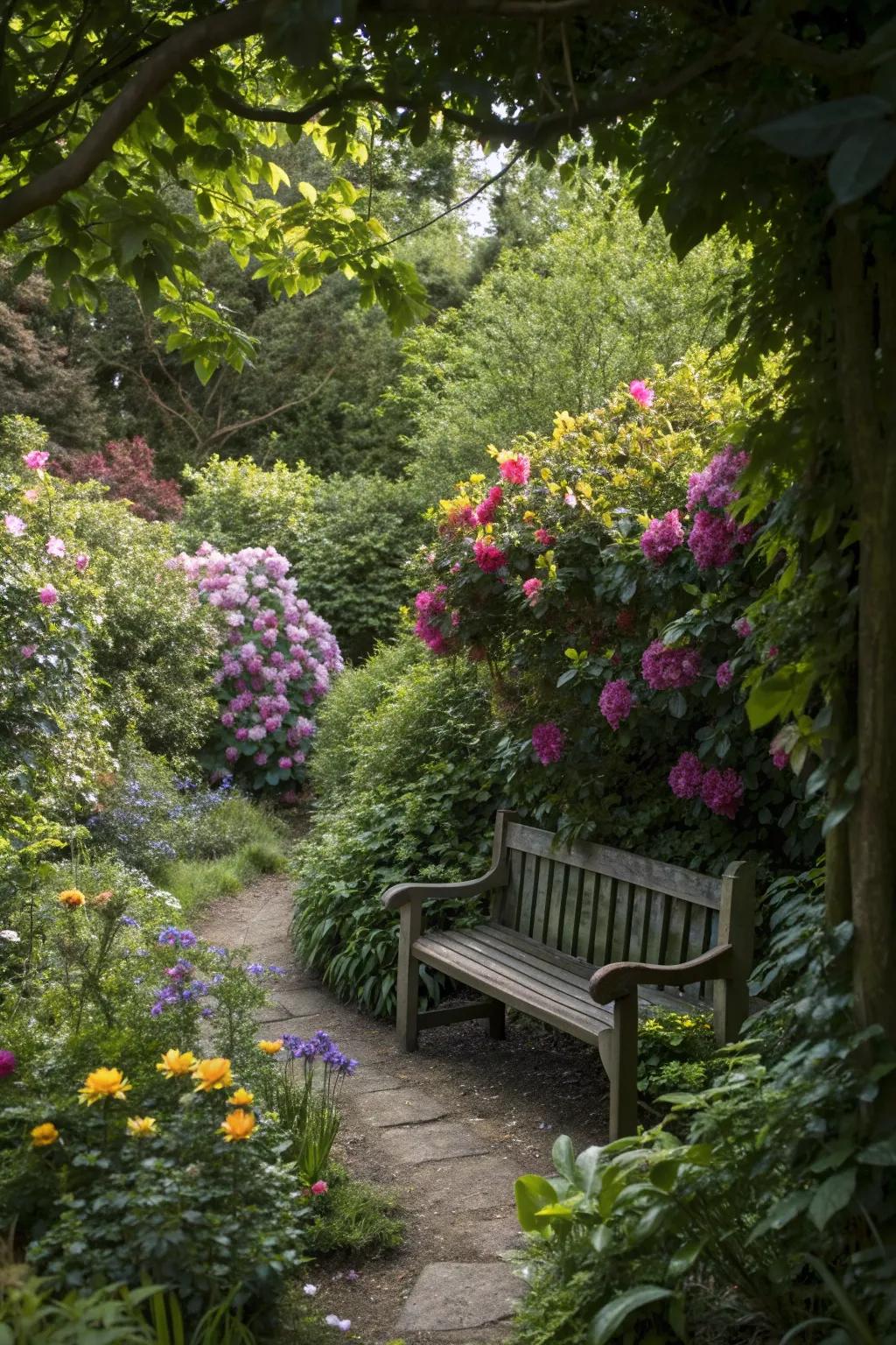 A secret garden nook that offers a peaceful hideaway in the heart of nature.