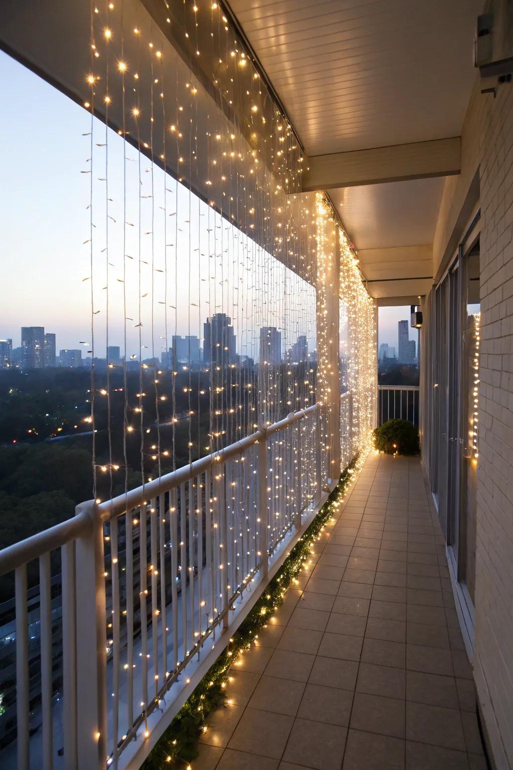 Waterfall lights create a magical, flowing cascade of light.