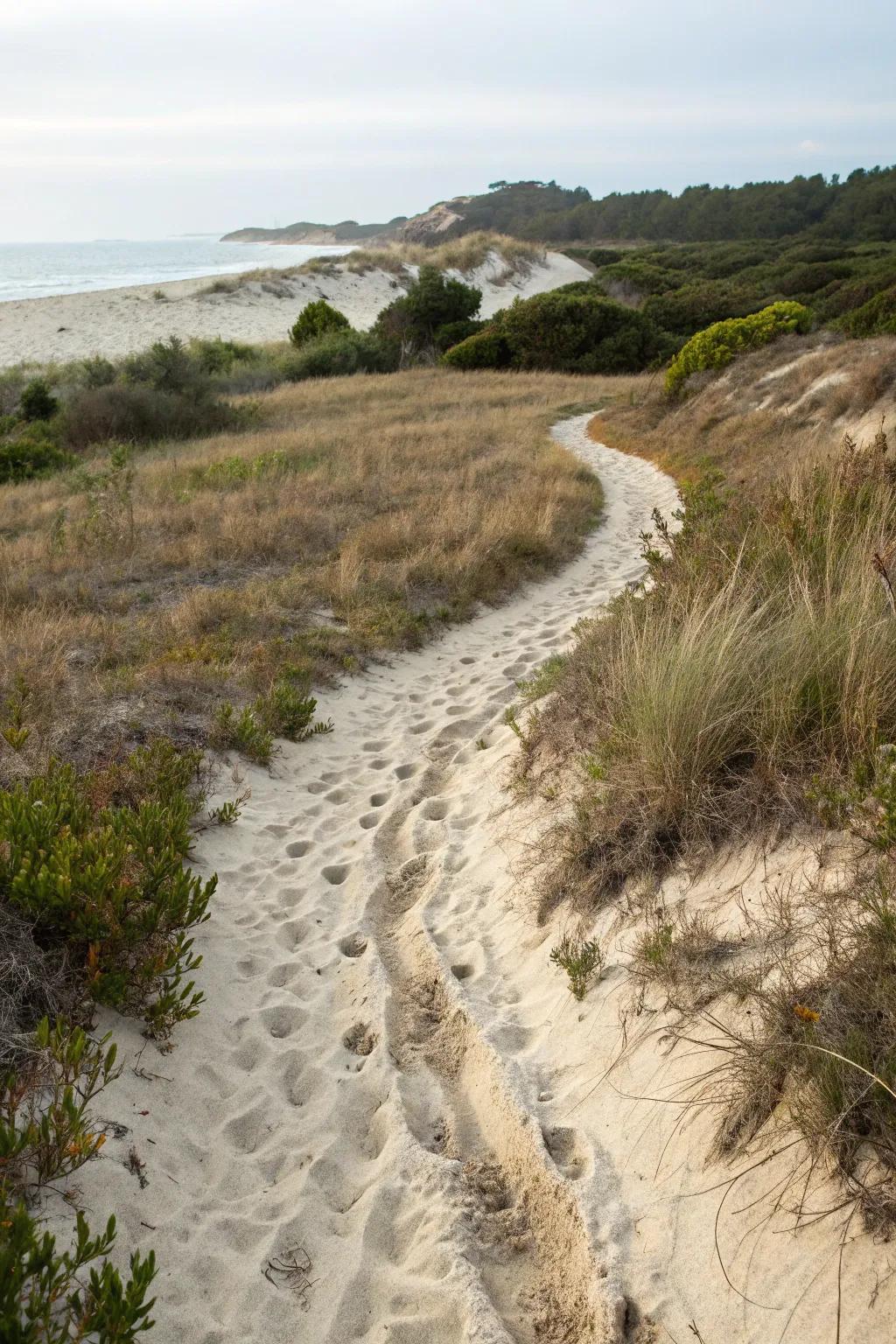 Simple sand trails echoing the beach's natural flow.