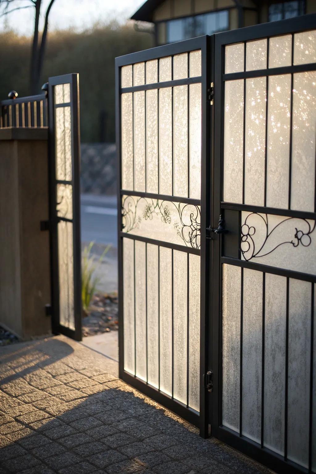 Frosted glass panels provide privacy with a touch of modernity.