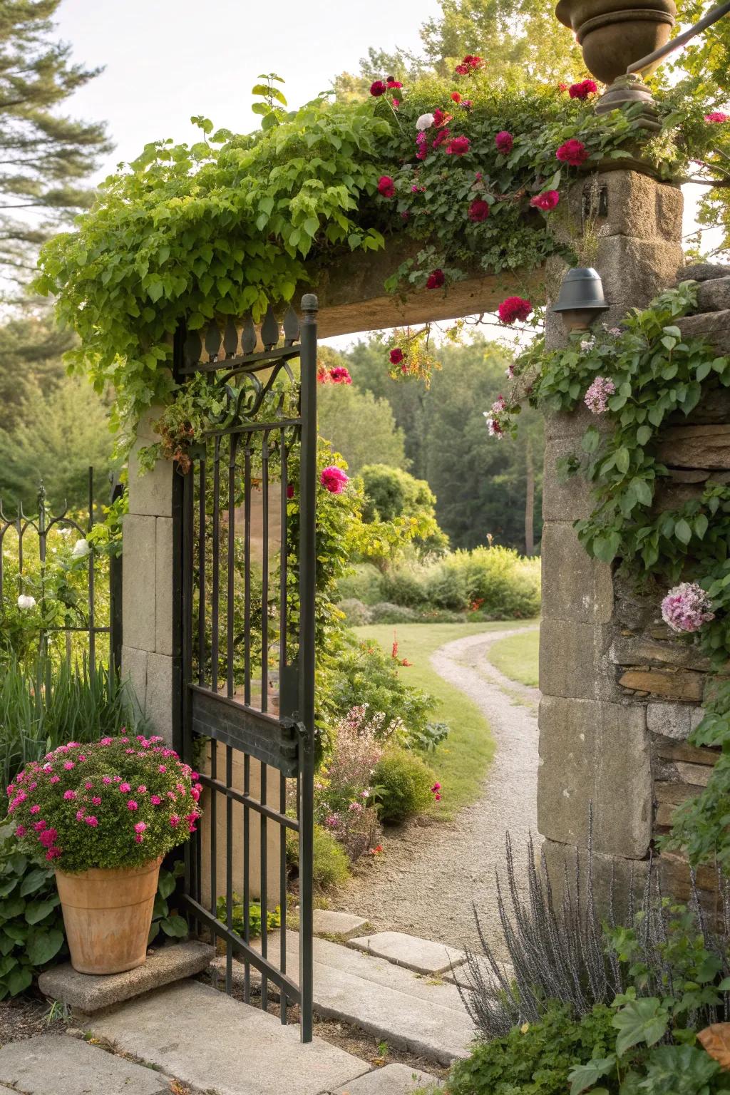 A vertical garden gate brings living art to your entrance.