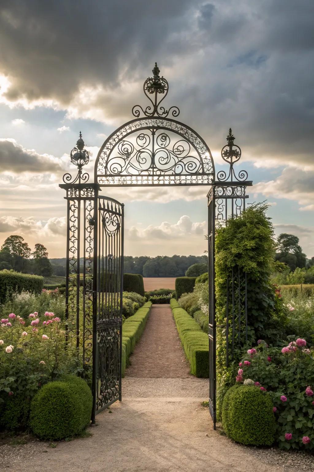 A classic arched top gate adds timeless charm.