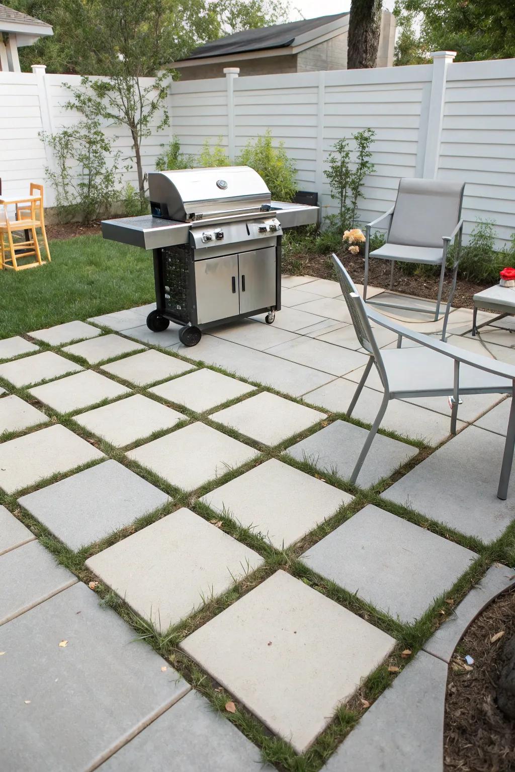 A grid pattern design offers a modern, organized feel.