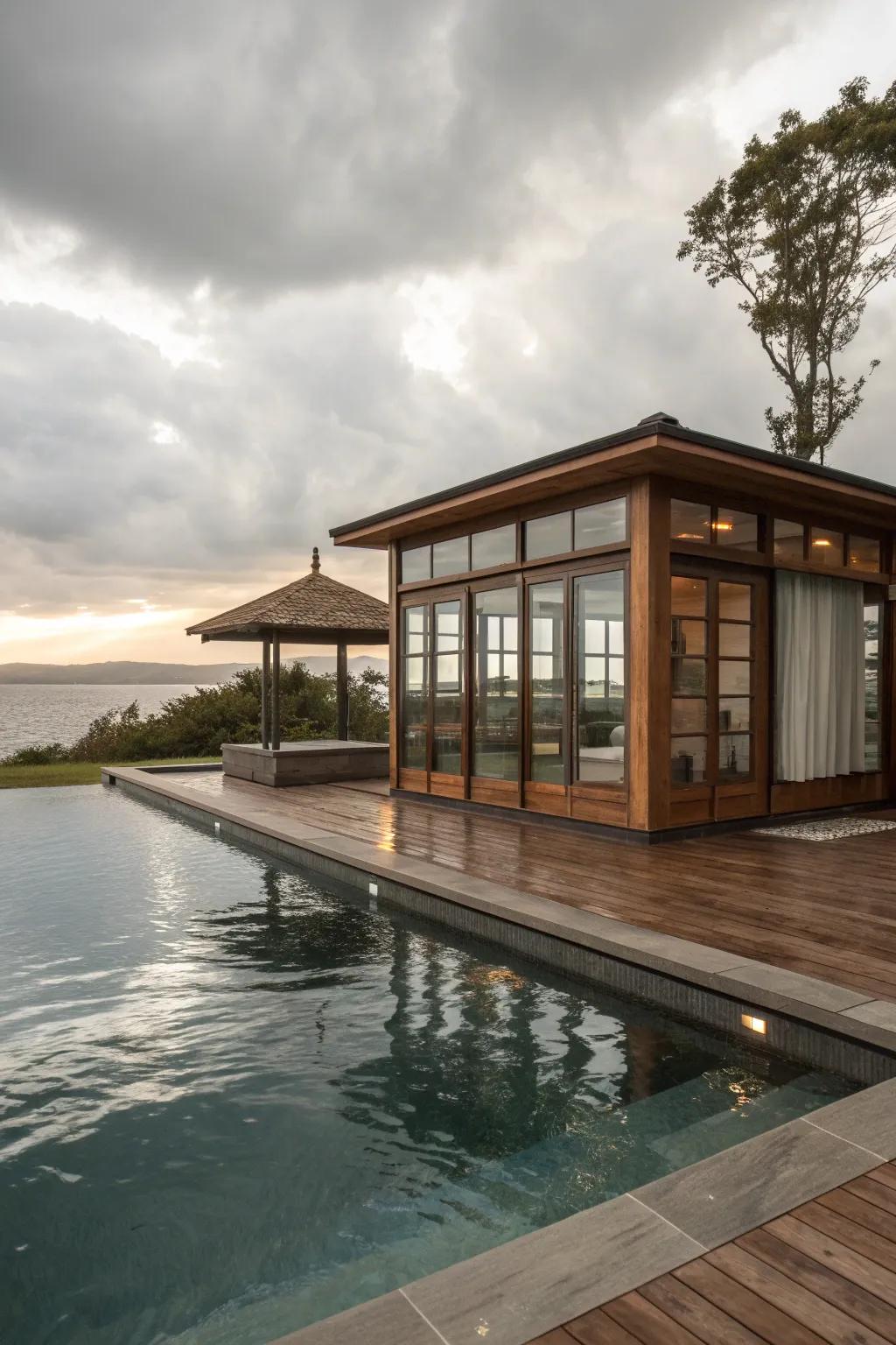 Close proximity to the pool enhances connectivity and flow.