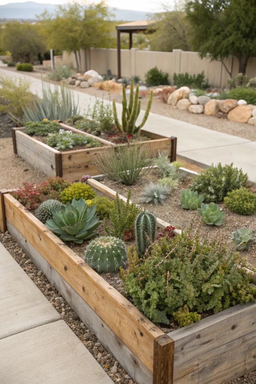 Raised beds offer a neat and organized approach to plant cultivation.