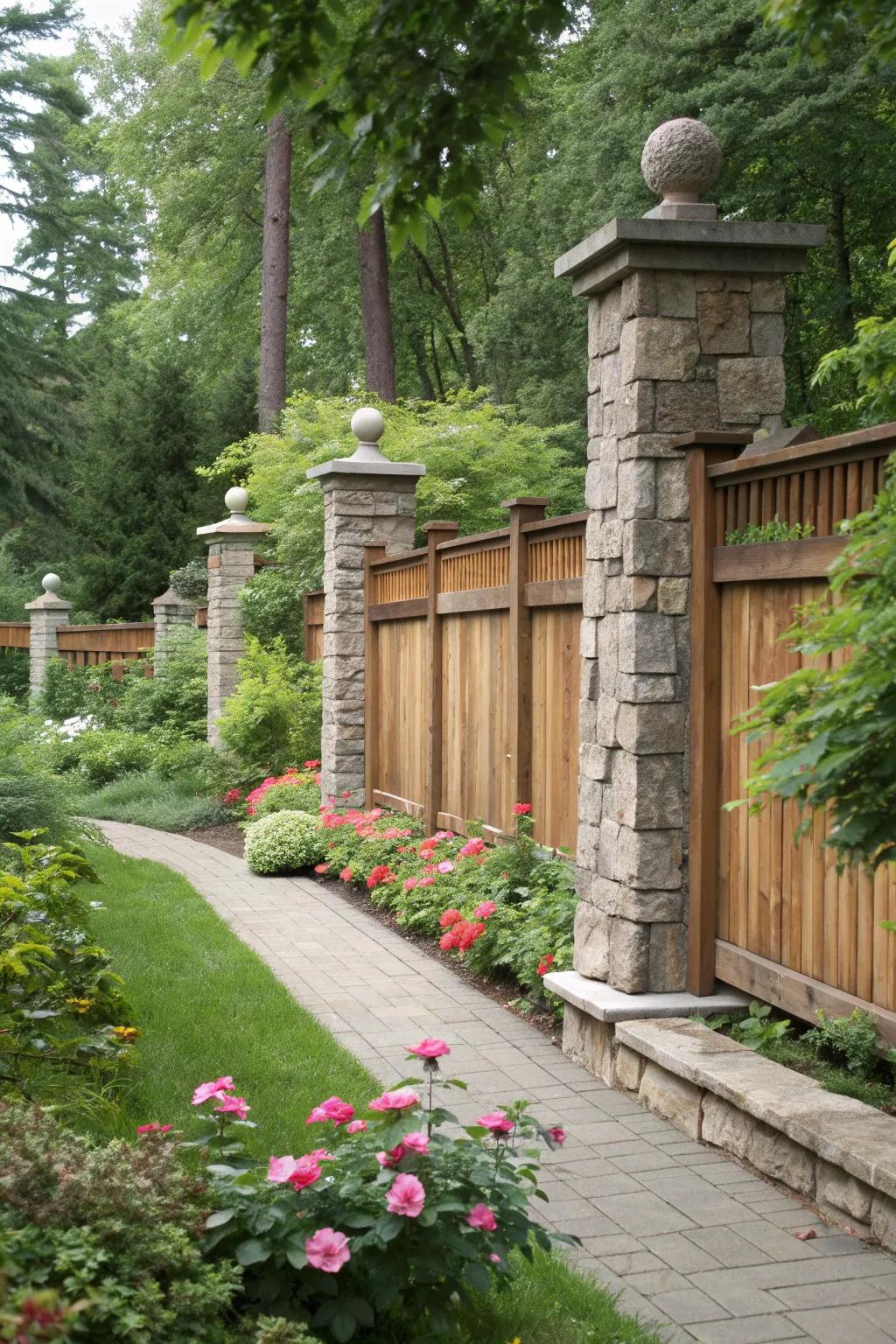 Stone elements bring a natural, earthy feel to your fence.