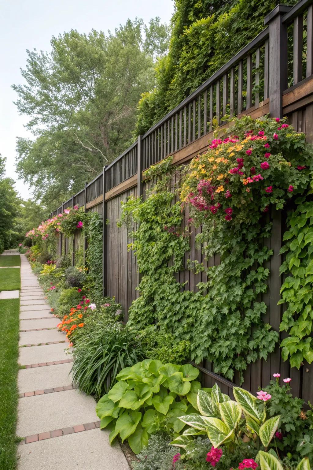 A vertical garden wall adds life and privacy to your space.