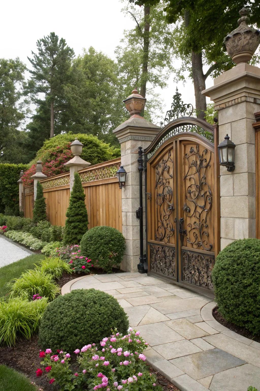A decorative gate enhances the beauty and functionality of your fence.