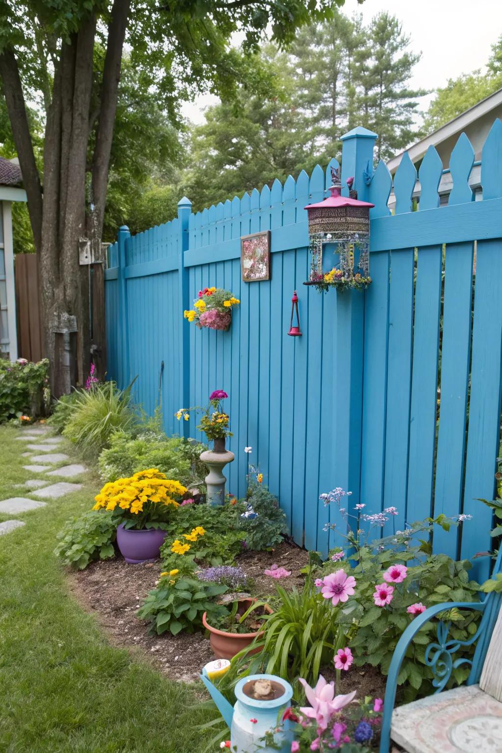 A splash of color can transform your fence into a vibrant focal point.