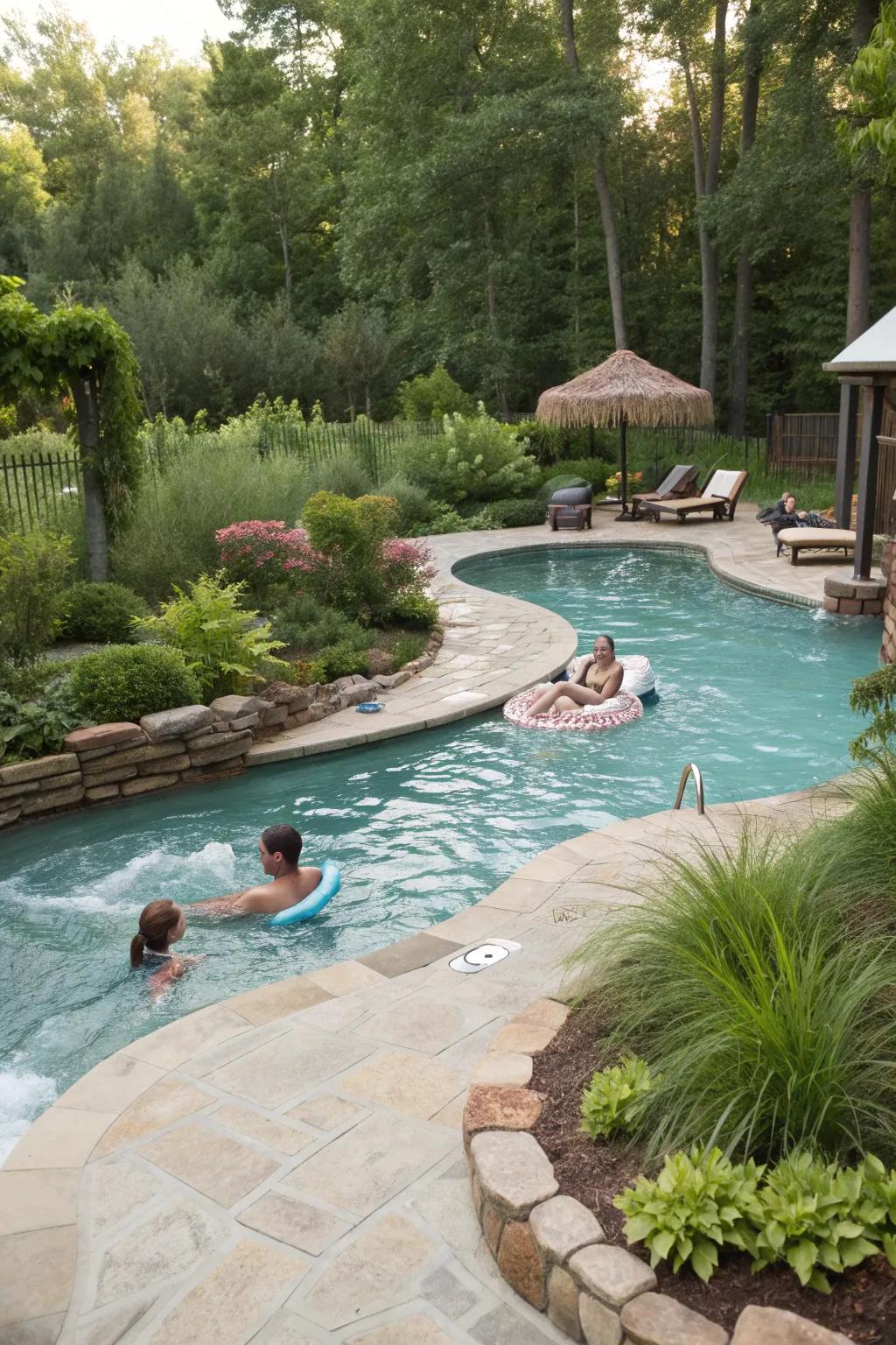 Enjoy a leisurely float with a lazy river in your backyard.