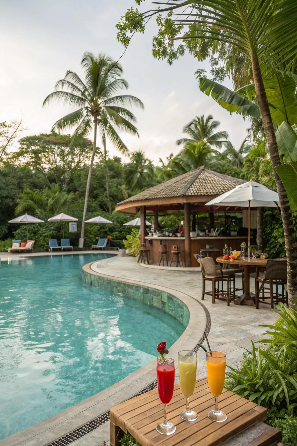Enjoy a refreshing drink without leaving the pool at this swim-up bar.