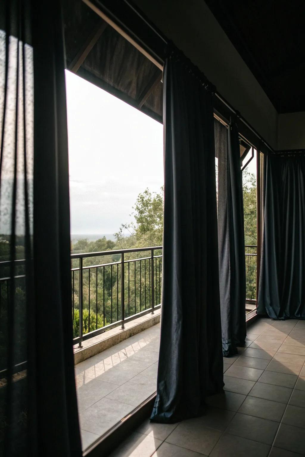Blackout curtains provide the perfect retreat from the outside world.