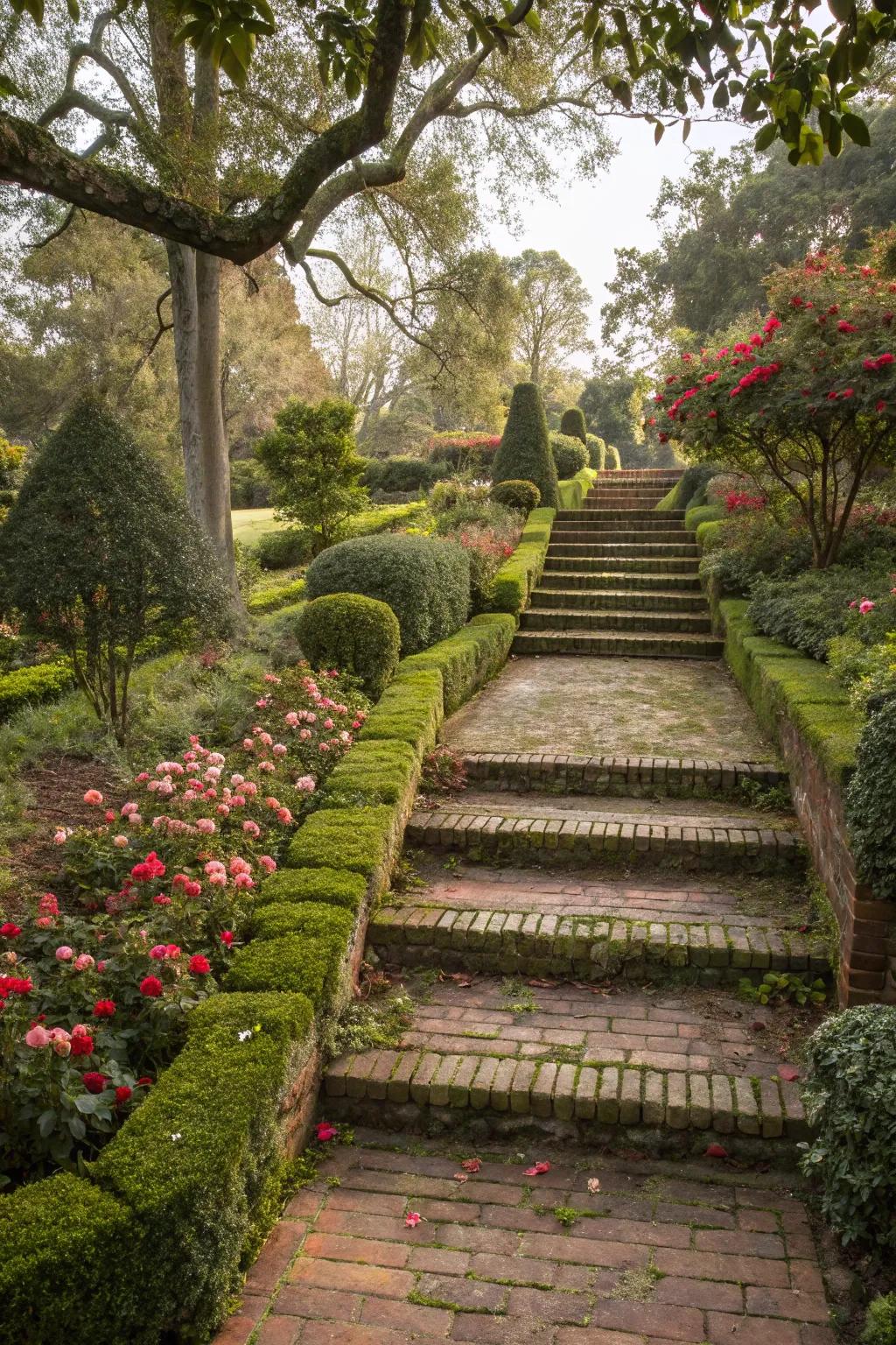 Brick steps bring timeless elegance to outdoor spaces.