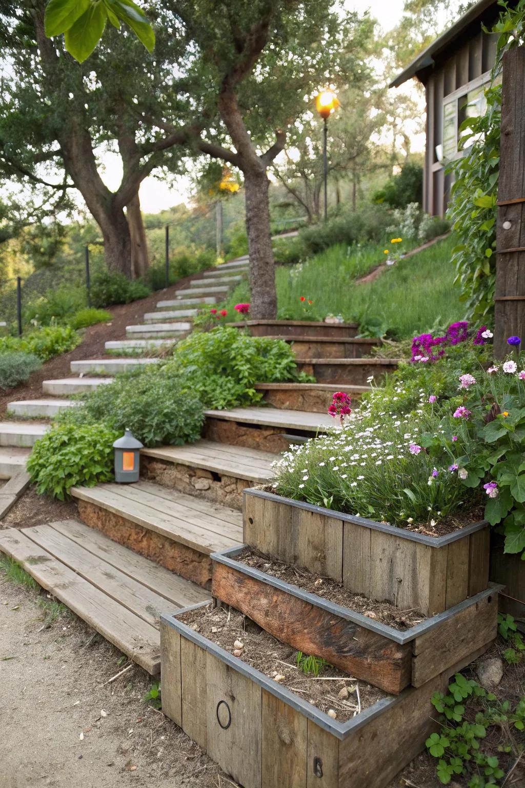 Eco-friendly steps highlight sustainability and creativity.