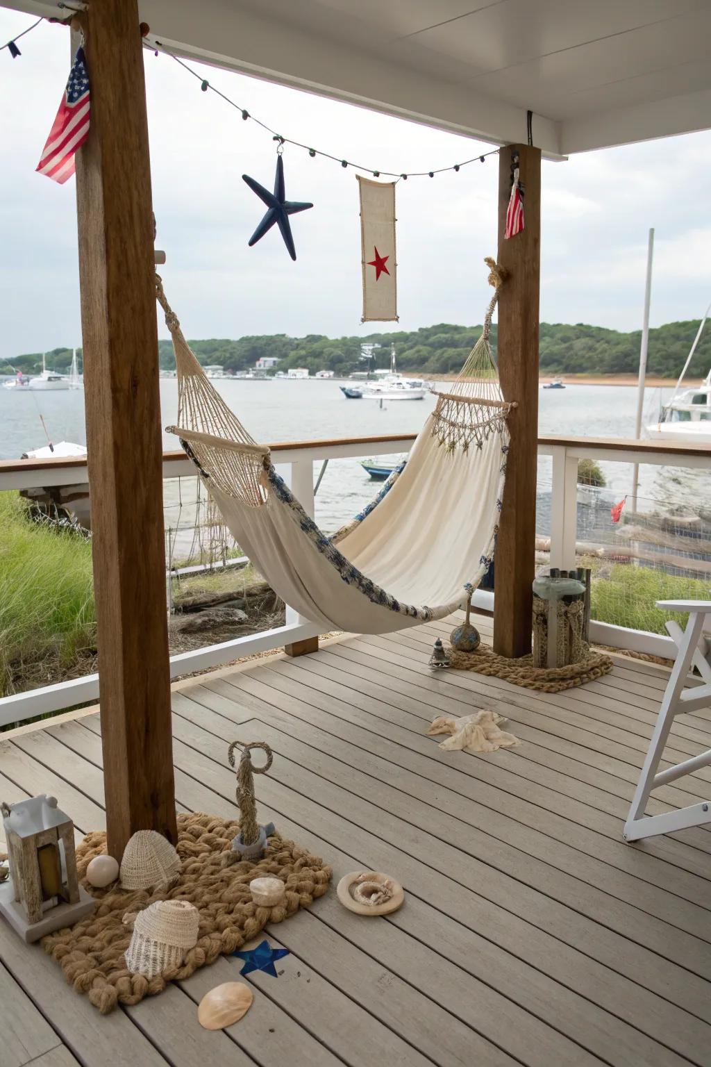 A hammock offers a leisurely spot to relax on your deck.