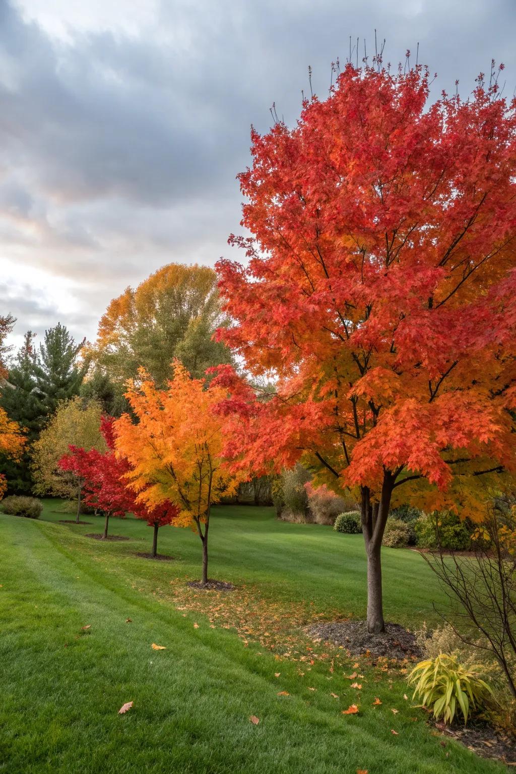 Fall foliage brings fiery colors to the garden.