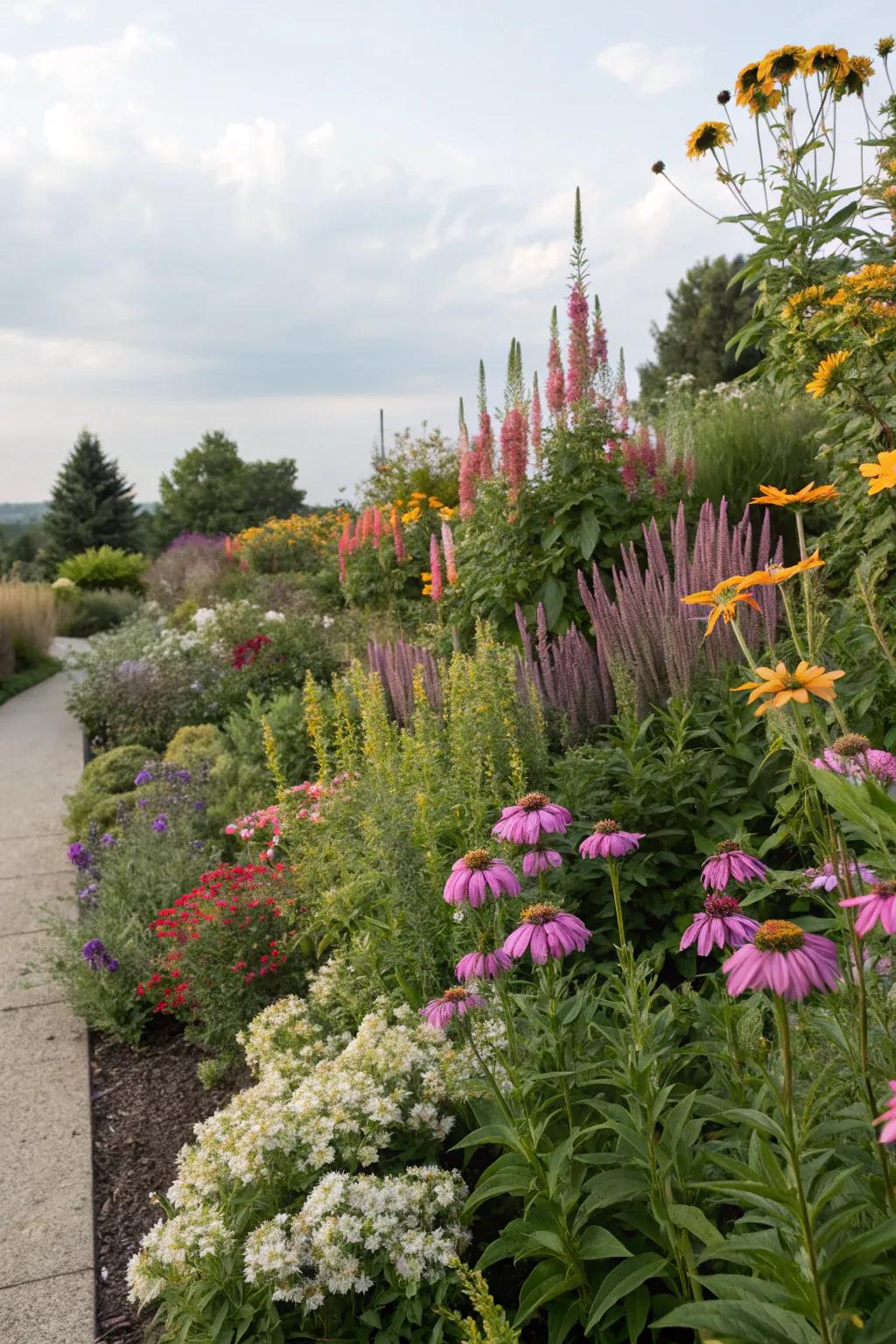 Layered perennials bring vibrant life to any garden.