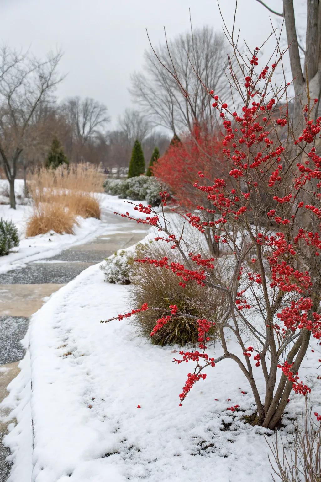 Winter berries provide color and attract wildlife.