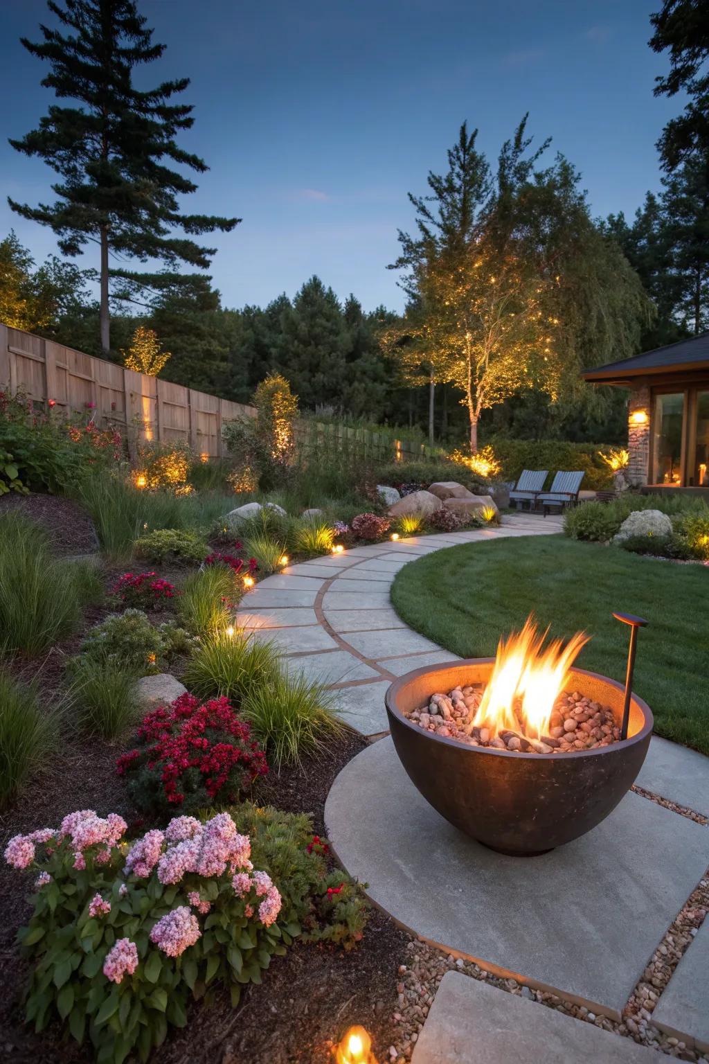 Artistic fire bowls add a unique flair to any outdoor space.