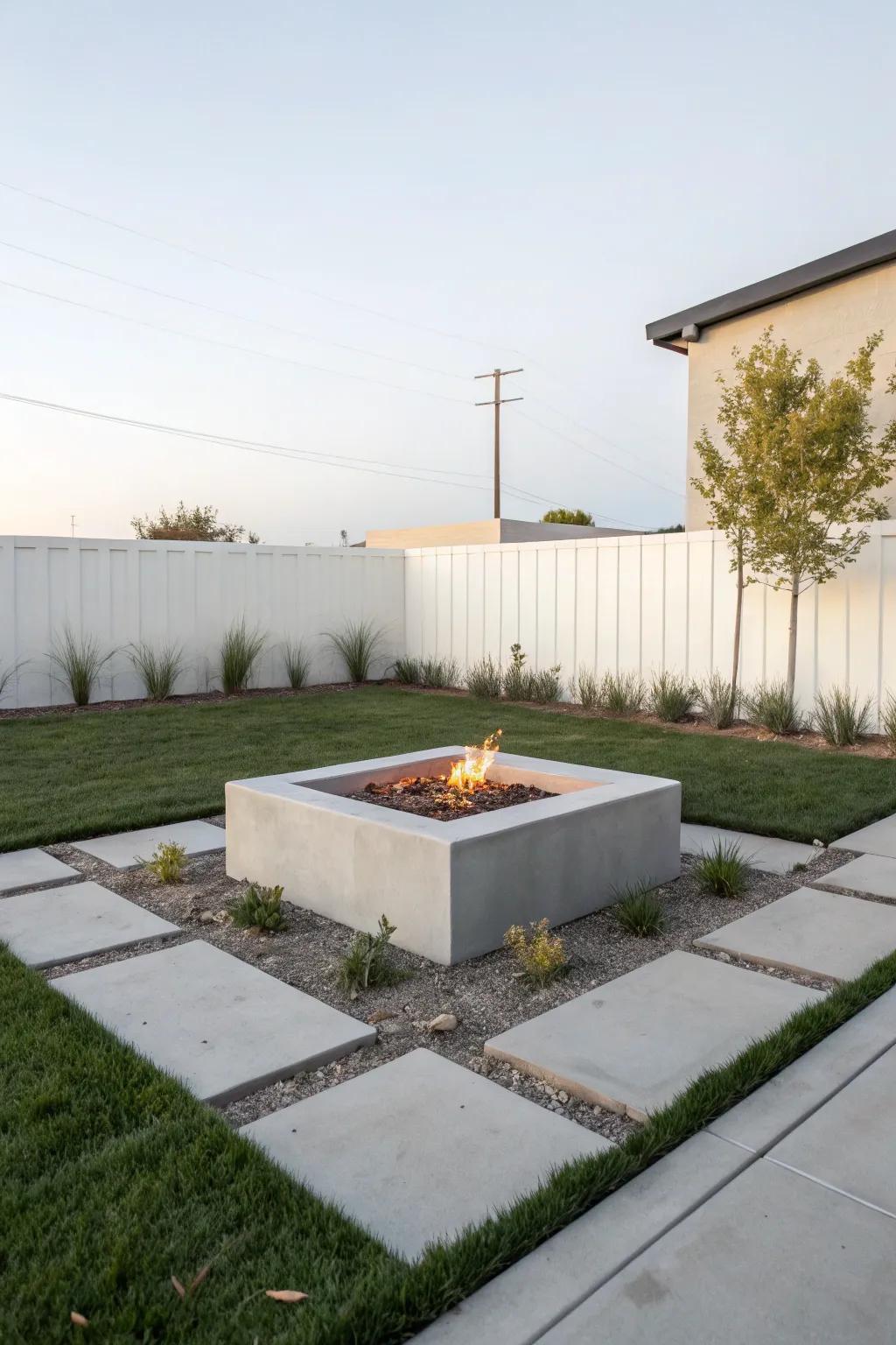 Embrace simplicity with a chic concrete fire pit design.