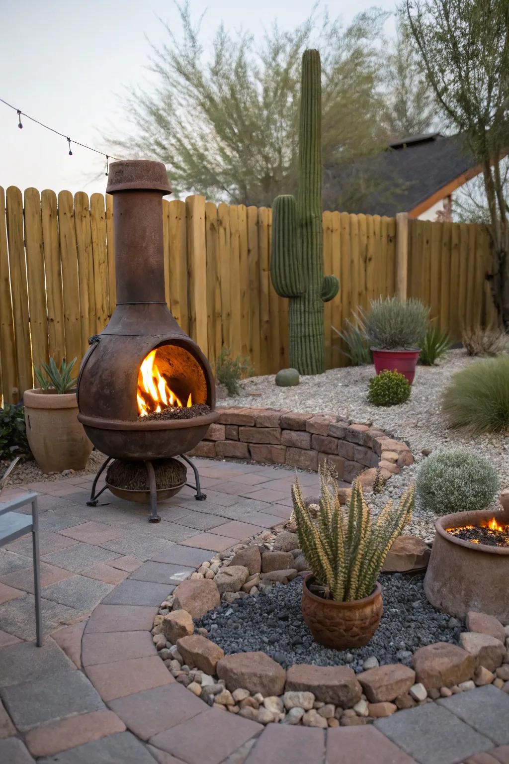 Chiminea fire pits bring a touch of Southwestern charm to any space.