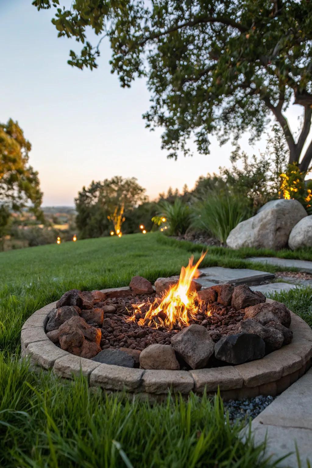 Lava rocks add a natural and textured look to fire pits.