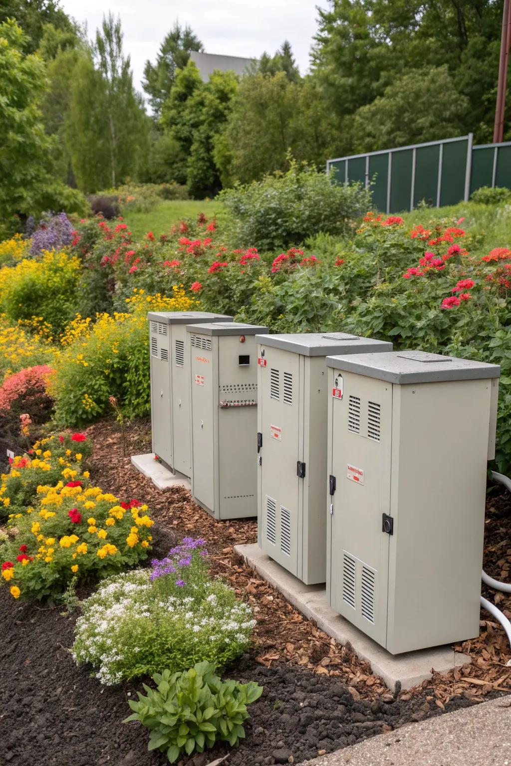 Mulch and perennials provide a colorful and tidy covering.