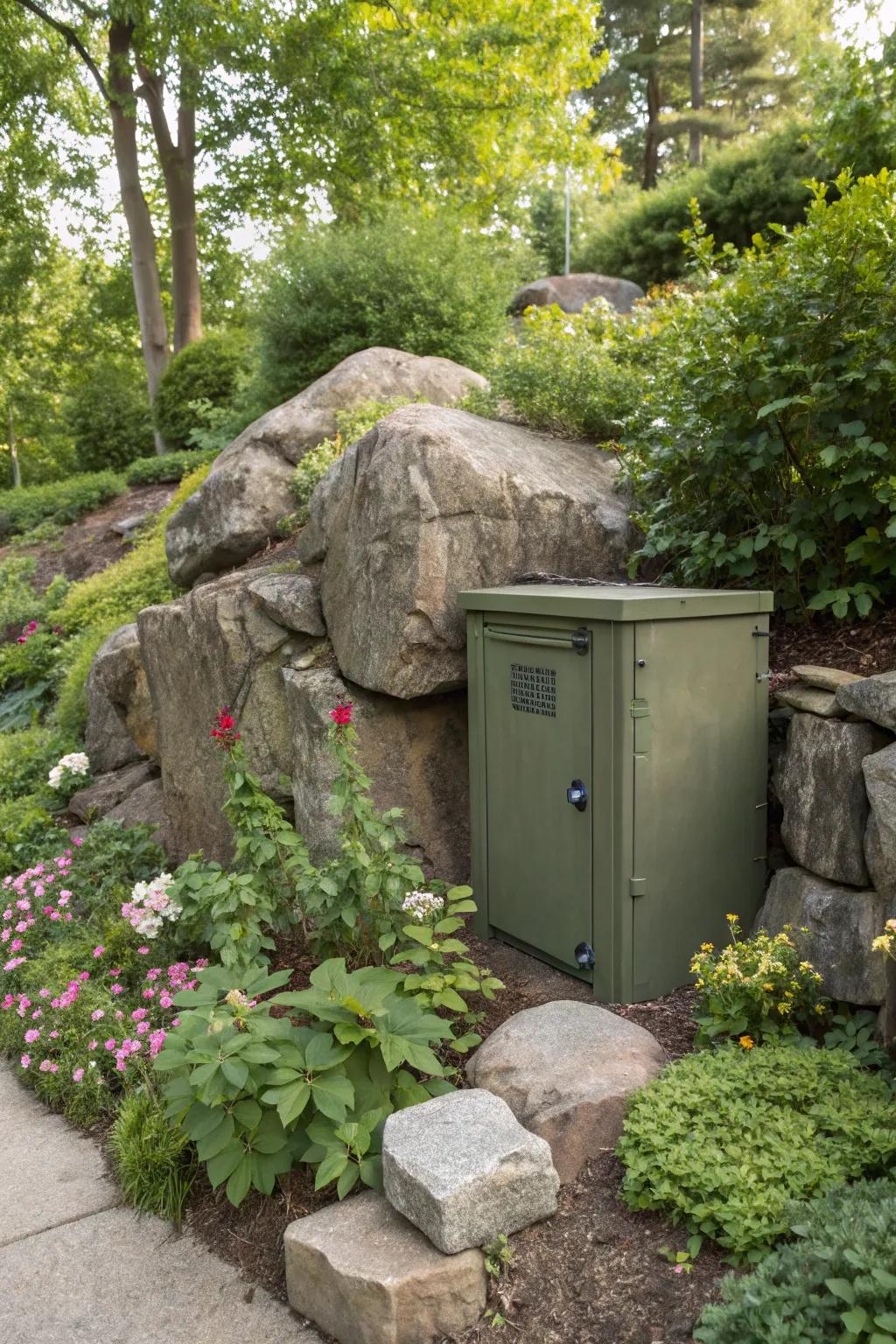 Faux rocks offer a natural-looking disguise for utility boxes.