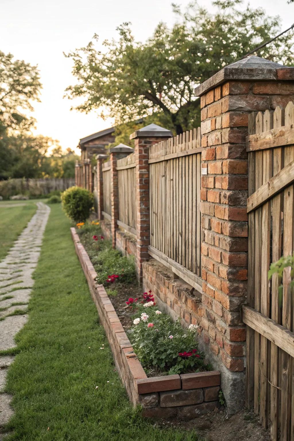 Rustic charm with a brick and wood combination.
