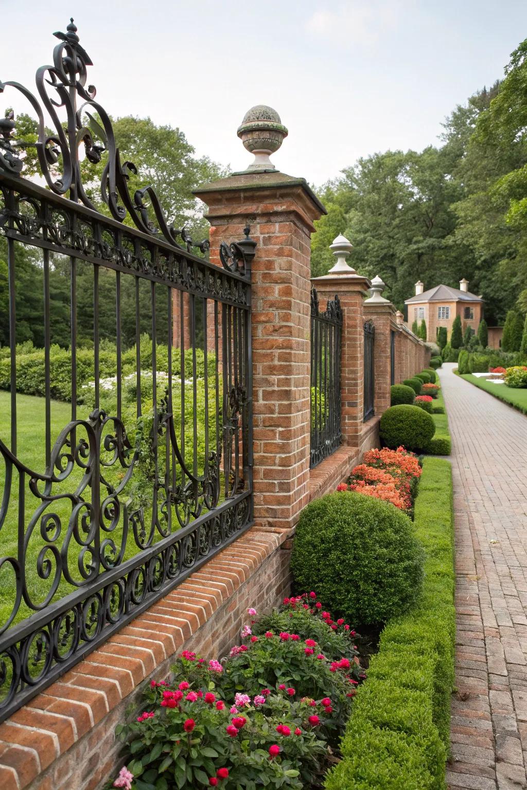Sophisticated style with brick and wrought iron.