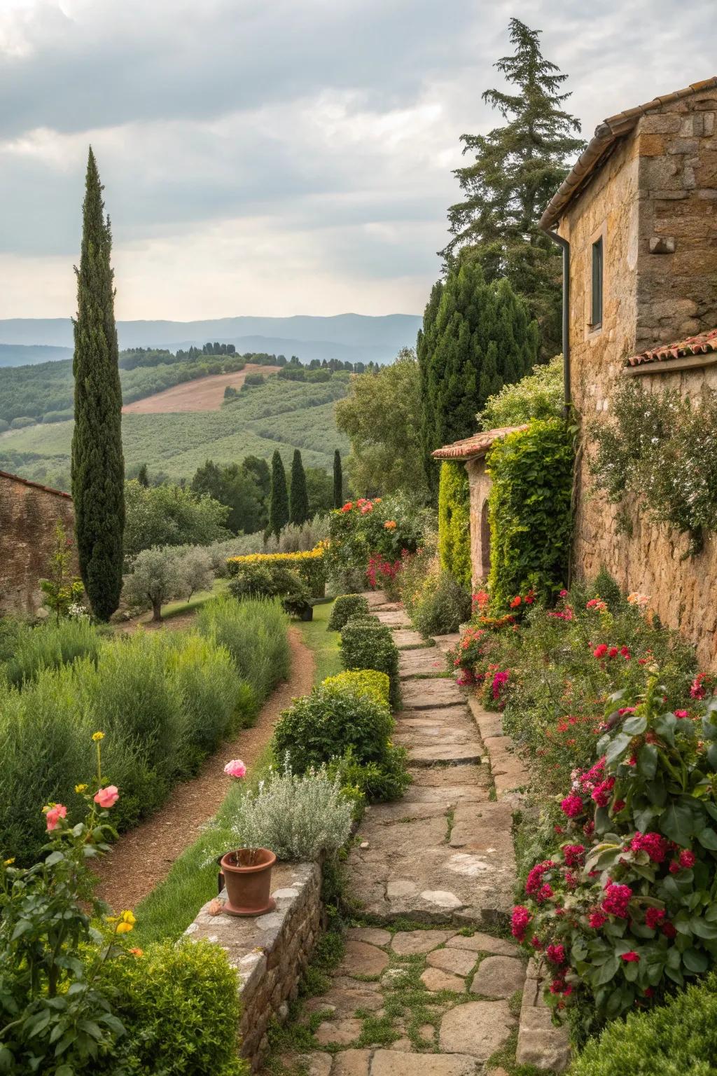 Earthy tones create a warm and welcoming garden vibe.