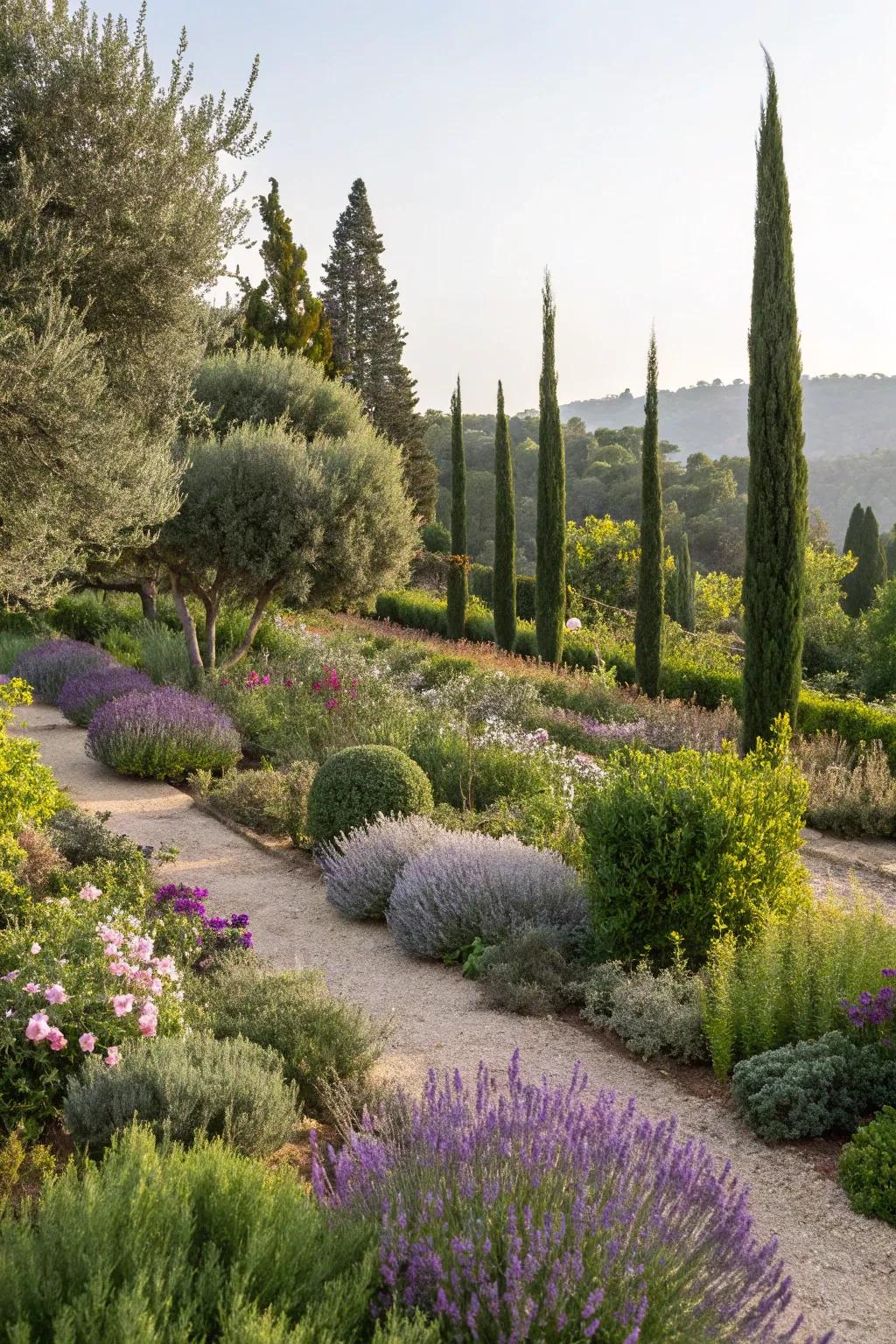 Mediterranean plants bring a touch of Tuscany to your backyard.