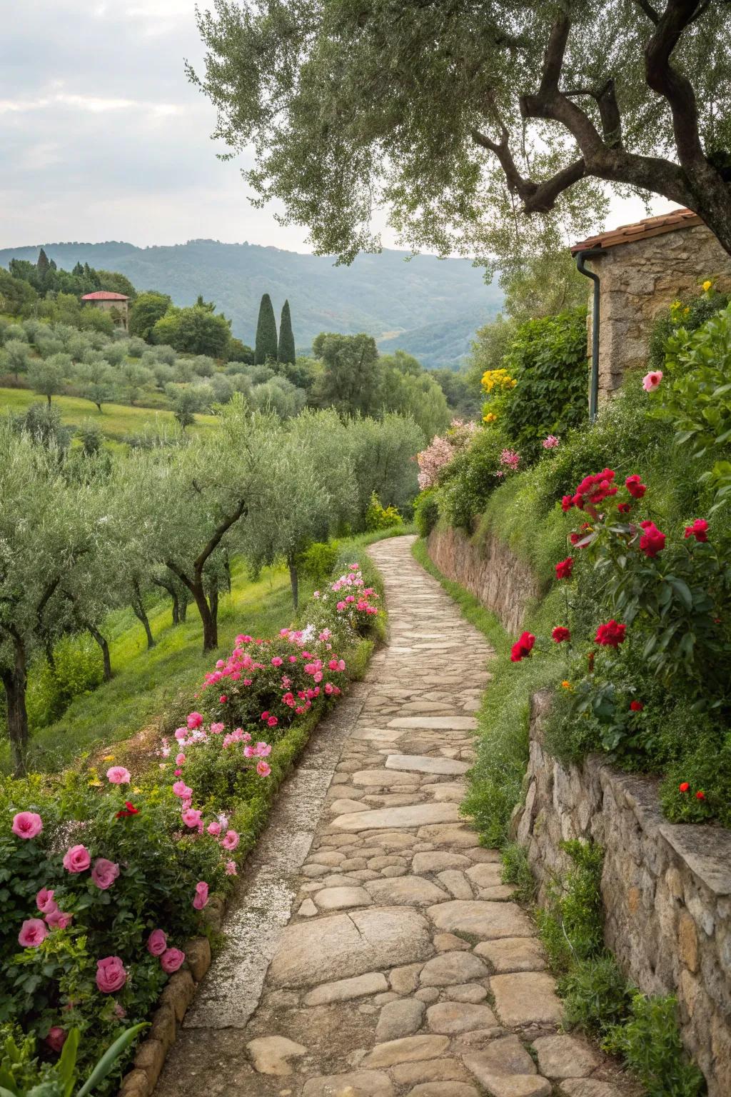 Stroll along stone pathways that lead to hidden garden gems.