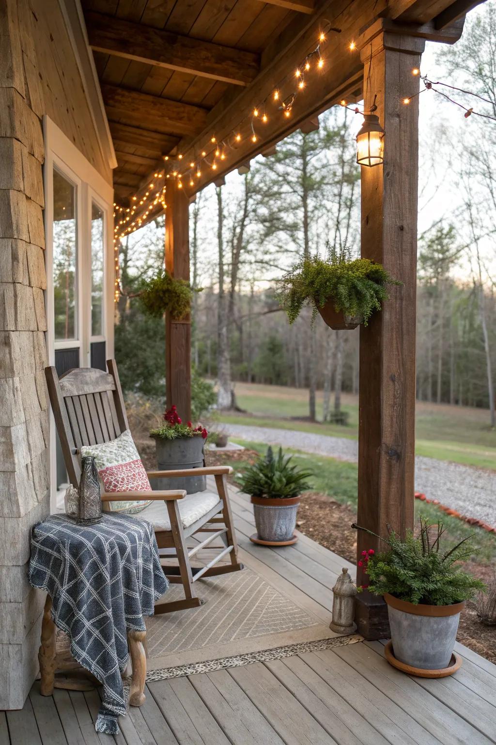 Reclaimed wood spindles add rustic charm and character.