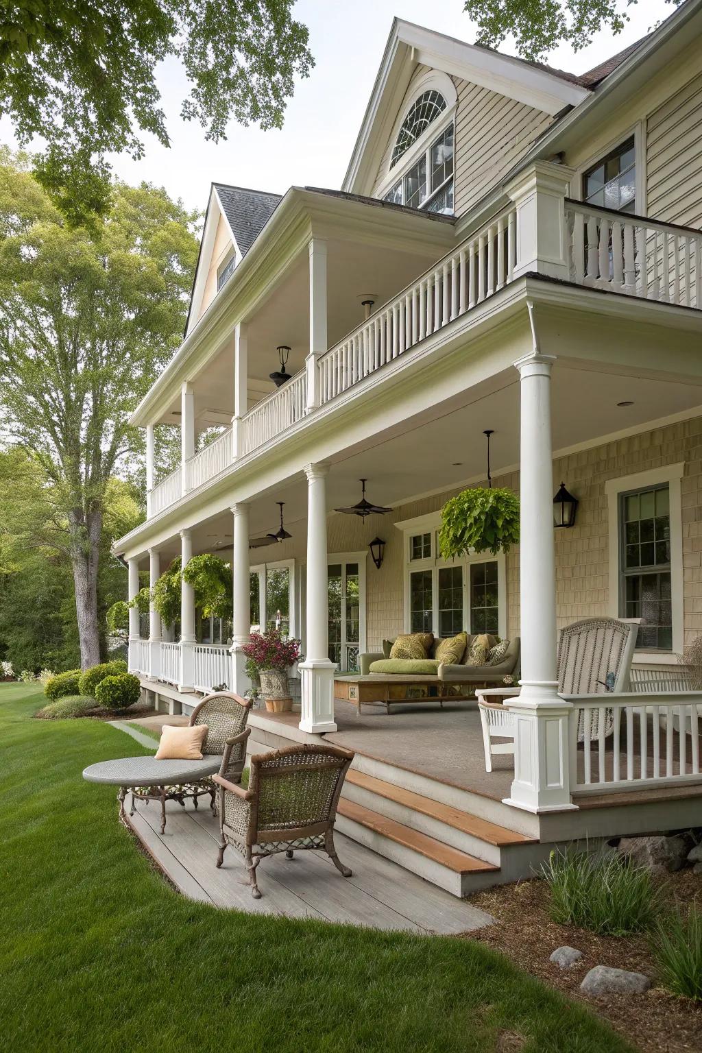 Wrap-around porches offer grandeur and ample space.