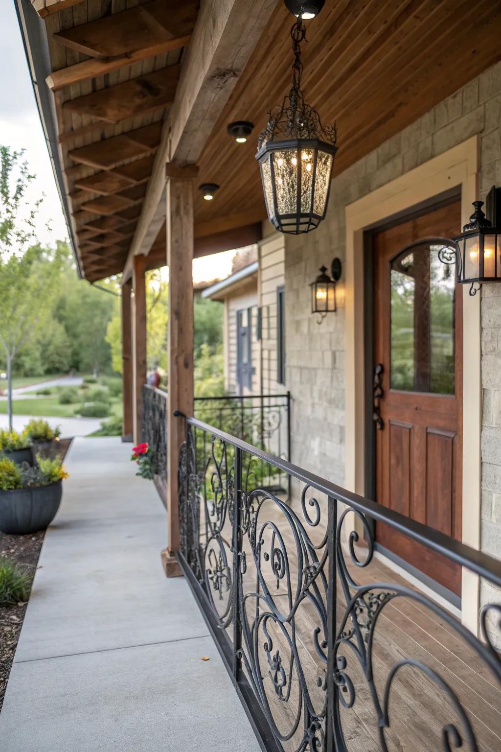 Metal railings add a modern, industrial touch.