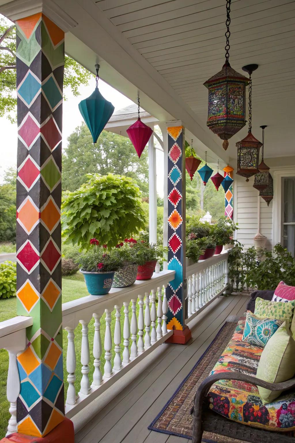 Geometric shapes add a playful modern twist.