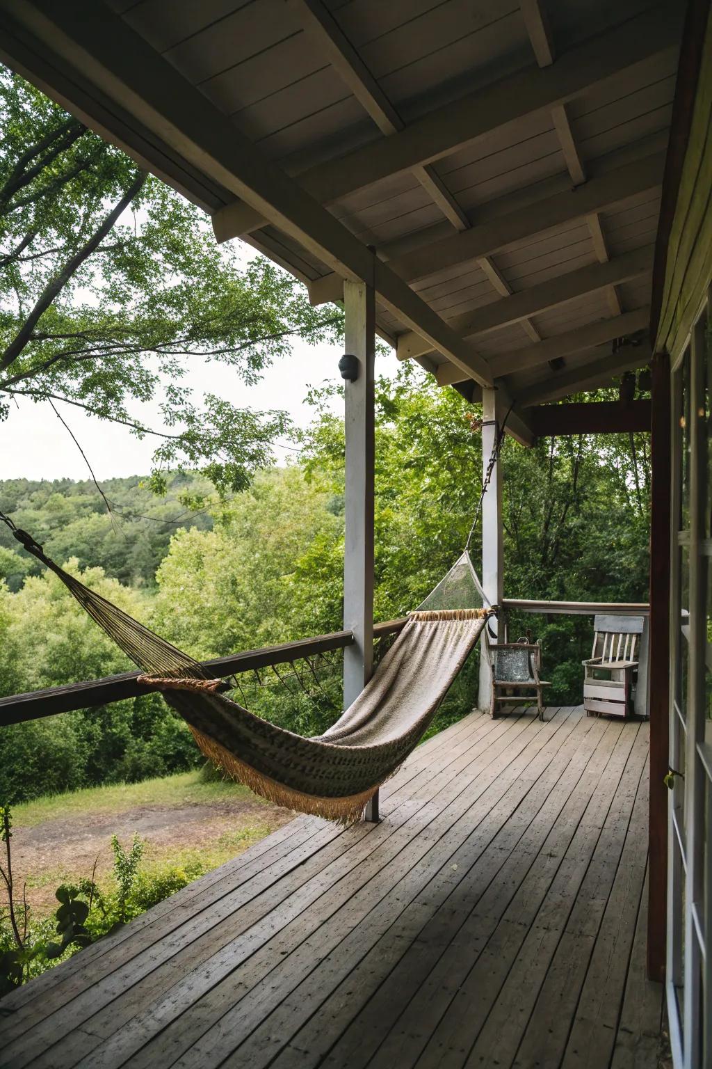 Sway into relaxation with a hammock on your porch