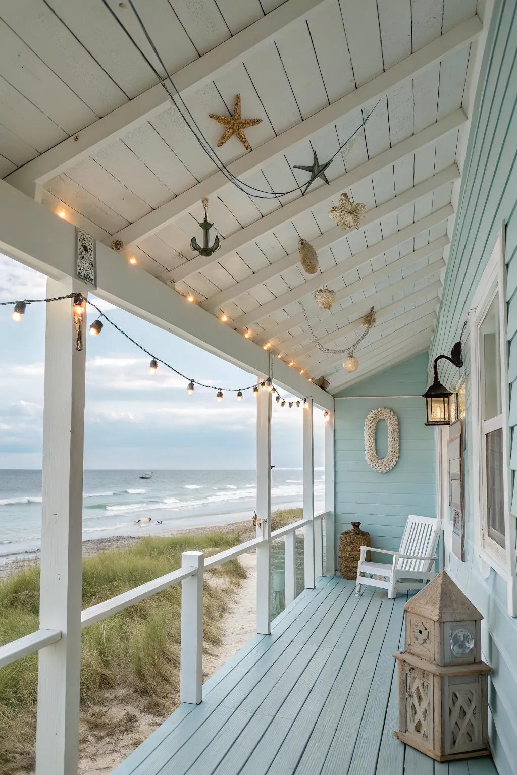 Feel the ocean breeze with this coastal escape porch design