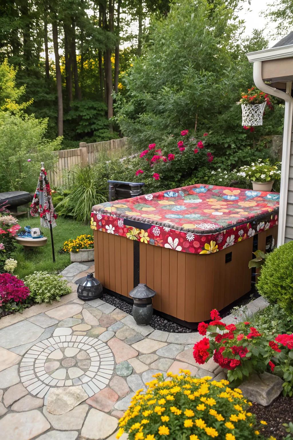 Infuse energy with a colorful hot tub cover.